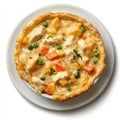 A plate of savory chicken pot pie, isolated on a white background, Royalty Free Stock Photo