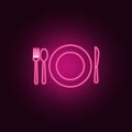 a plate and a serving icon. Elements of hotel in neon style icons. Simple icon for websites, web design, mobile app, info graphics Royalty Free Stock Photo