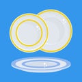 Plate. Set of empty clean plates. Vector illustration Royalty Free Stock Photo