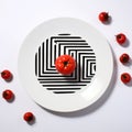 Minimalist Optical Illusion Food Design On White Plate