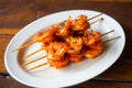 Grilled honey shrimp on skewer Royalty Free Stock Photo