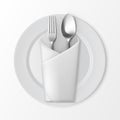 Plate with Silver Fork and Spoon. Table Setting Royalty Free Stock Photo