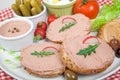 Plate with slices of bread with home made pate Royalty Free Stock Photo