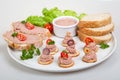 Plate with slices of bread with home made pate Royalty Free Stock Photo