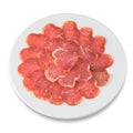 Plate of slices of iberian pork loin sausage Royalty Free Stock Photo