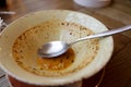Plate of soup remains Royalty Free Stock Photo