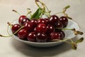 On a plate sour cherry red Royalty Free Stock Photo