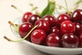 On a plate sour cherry red Royalty Free Stock Photo