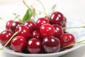 On a plate sour cherry red Royalty Free Stock Photo