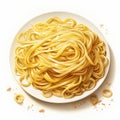 Highly Detailed Realistic Digital Watercolor Illustration Of Linguine With Yellow Sauce Royalty Free Stock Photo