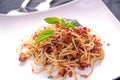 Plate spaghetti with chilli