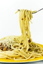 Plate of spaghetti with parmes Royalty Free Stock Photo