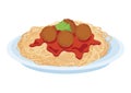 Spaghetti with meatballs and tomato sauce icon vector Royalty Free Stock Photo