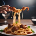 A plate of spaghetti shaped like a scorpion, with meatball stinger and noodle legs2