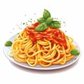 Vibrant Vector Illustration Of Spaghetti With Tomato Sauce Royalty Free Stock Photo