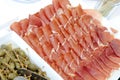 A plate with spanish serrano ham Royalty Free Stock Photo
