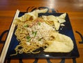 a plate of a spicy noodle at mie gacoan Indonesia