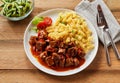 Plate of spicy wild boar venison goulash