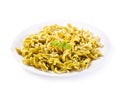 Plate of spinach pasta Royalty Free Stock Photo