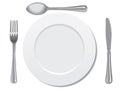 Plate, spoon, fork, and knife Royalty Free Stock Photo