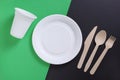 Plate, spoon, fork, knife and glass Royalty Free Stock Photo