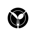 Plate, spoon, fork and knife icon isolated on white background Royalty Free Stock Photo