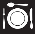 Plate spoon fork and knife icon Royalty Free Stock Photo