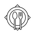 Plate and spoon with a fork line icon. vector illustration sign with Food Royalty Free Stock Photo