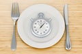 Plate with stopwatch, 3D rendering Royalty Free Stock Photo