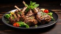 A plate of succulent and juicy grilled lamb chops Royalty Free Stock Photo