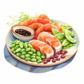 Photorealistic Illustration Of Salmon Dinner Plate By Zhichao Cai Royalty Free Stock Photo