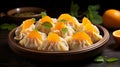 Exotic Atmosphere: Dumplings With Sliced Oranges - A Delightful Fusion