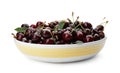 Plate with sweet red cherries Royalty Free Stock Photo