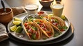 Plate with tacoes on table