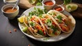 Plate with tacoes on table