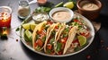 Plate with tacoes on table