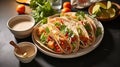 Plate with tacoes on table