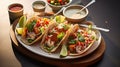 Plate with tacoes on table