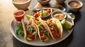 Plate with tacoes on table