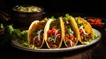 a plate of tacos with meat and vegetables Royalty Free Stock Photo