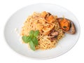 Plate of tagliolini with seafood Royalty Free Stock Photo