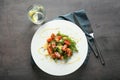 Plate with tasty Caesar salad on table Royalty Free Stock Photo