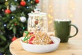 Plate with tasty homemade Christmas cookies Royalty Free Stock Photo