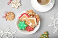 Plate with tasty homemade Christmas cookies Royalty Free Stock Photo