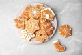 Plate with tasty homemade Christmas cookies Royalty Free Stock Photo