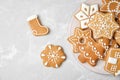 Plate with tasty homemade Christmas cookies Royalty Free Stock Photo