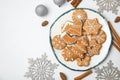 Plate with tasty homemade Christmas cookies Royalty Free Stock Photo