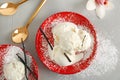 Plate with tasty vanilla ice cream Royalty Free Stock Photo