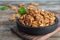 Plate with tasty walnuts Royalty Free Stock Photo