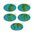 Plate tectonics on the planet Earth. Pangaea. Continental drift. Supercontinent at 250 Ma. Era of the dinosaurs